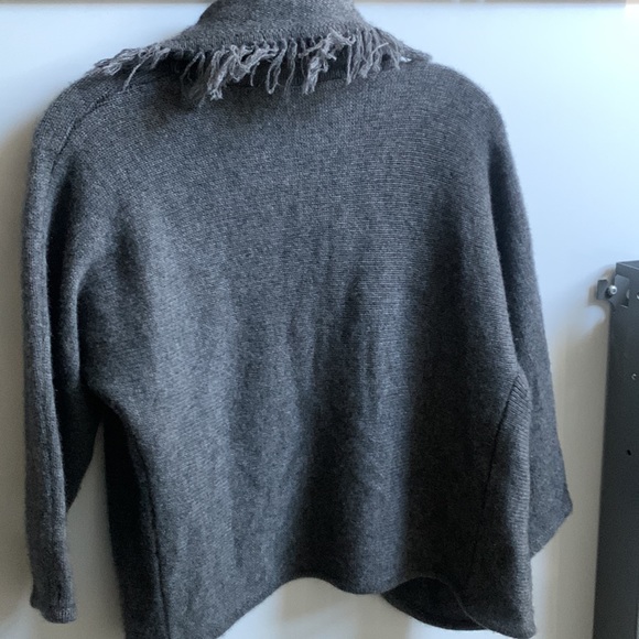 Cynthia Rowley Cashmere Open Front Grey fringe Cardigan Women Size M - Picture 6 of 6